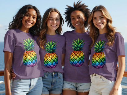 Bright Rainbow Pineapple Graphic Design T Shirt product type