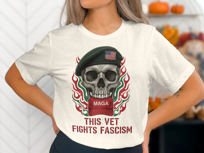This Vet Fights Fascism Skull Graphic Tee