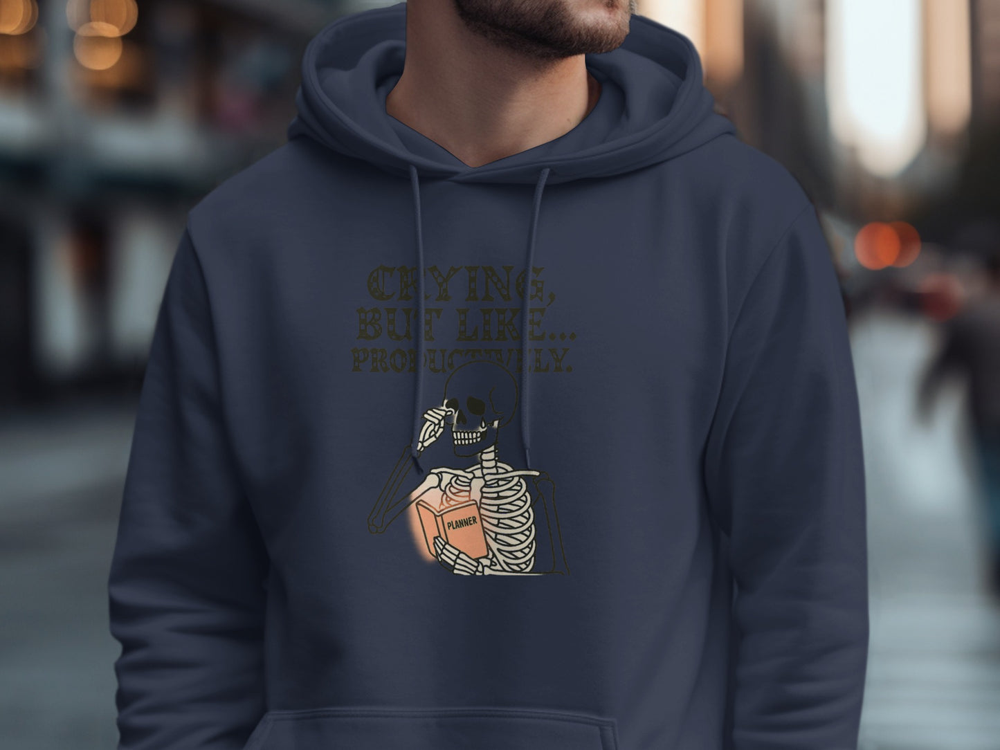 Crying But Like Productively Skeleton Hoodie Product