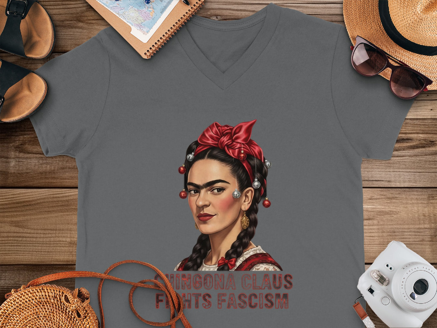 Frida Kahlo Fights Fascism Graphic T-Shirt Product