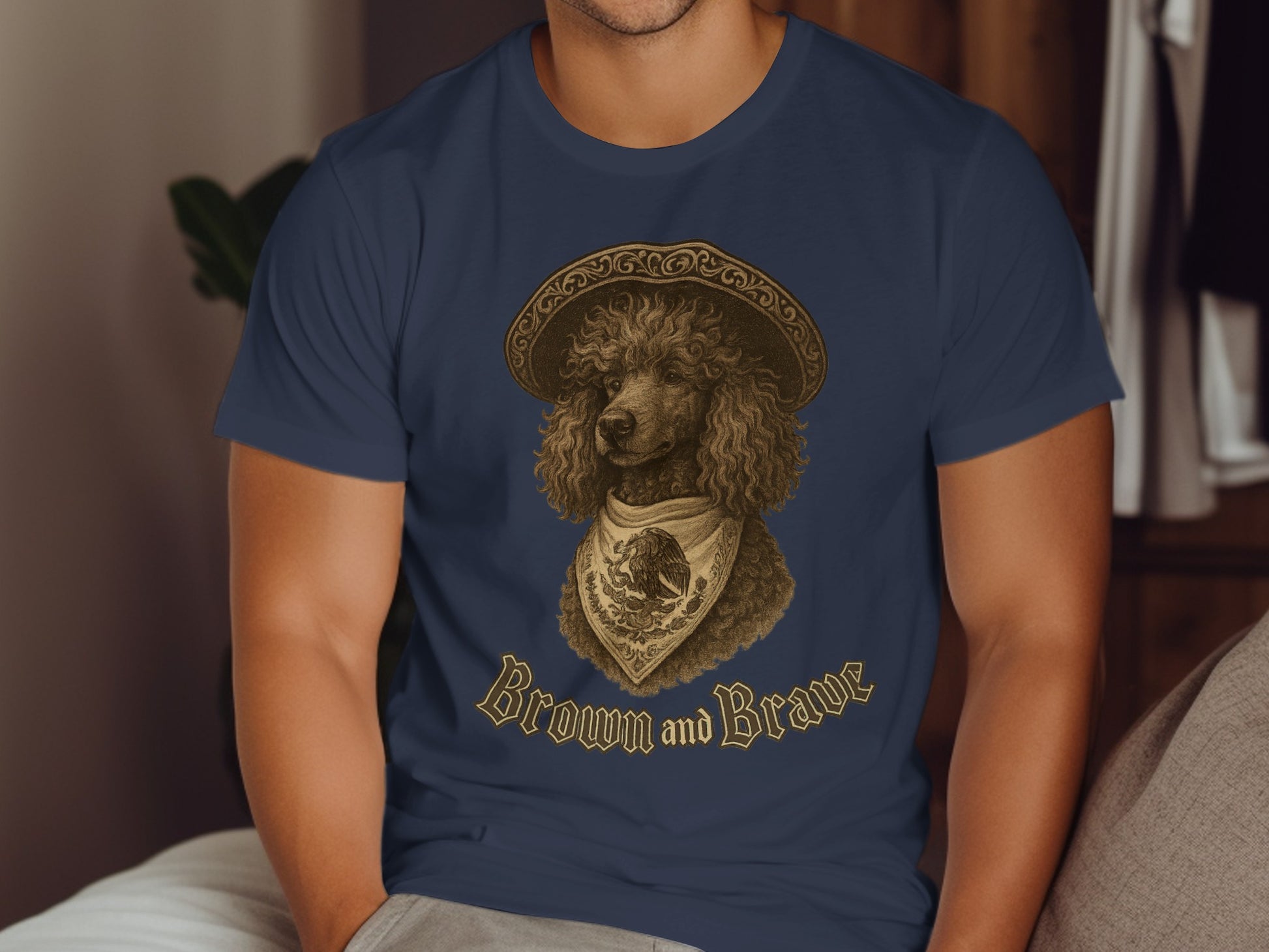 Brown and Brave Poodle with Hat and Scarf Shirt product