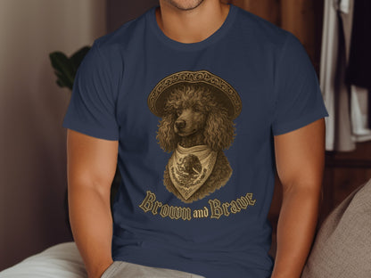 Brown and Brave Poodle with Hat and Scarf Shirt product