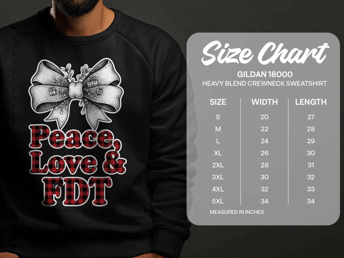 Peace Love FDT Gildan Heavy Blend Crewneck Sweatshirt