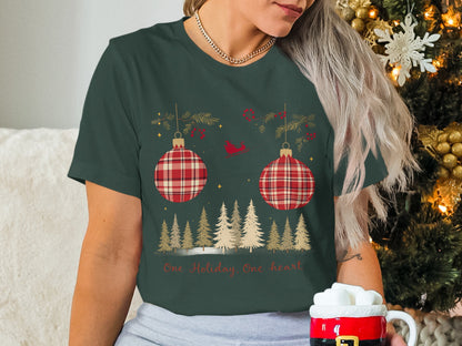 One Holiday One Heart Graphic Tee for Festive Celebrations