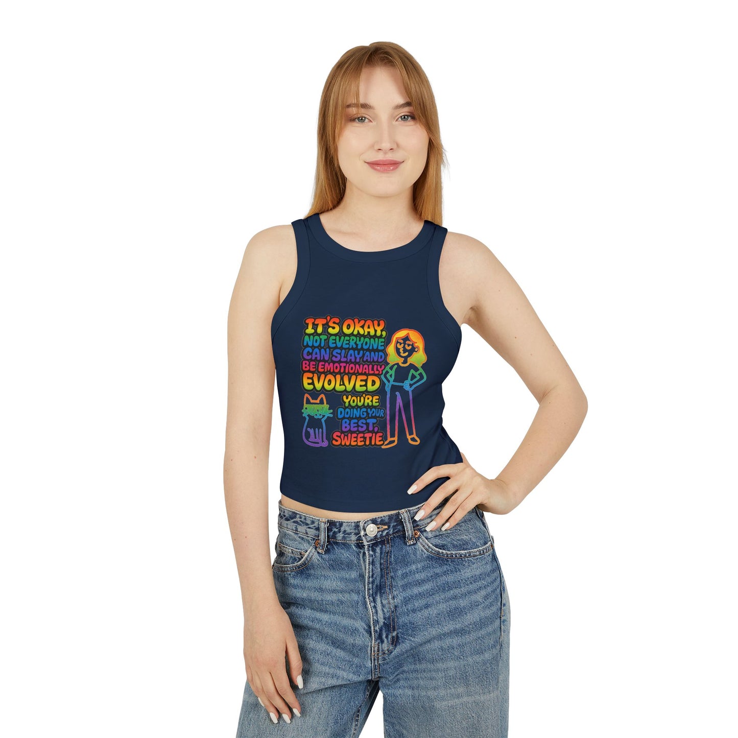 Pride Tank Top Motivational Women's Racer Tank Top - "You're Doing Your Best, Sweetie"