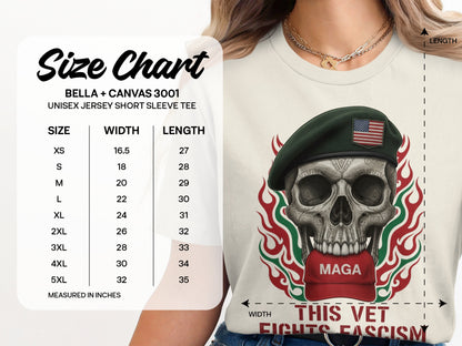 This Vet Fights Fascism Skull Graphic Tee