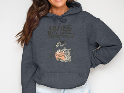 Crying But Like Productively Skeleton Hoodie Product