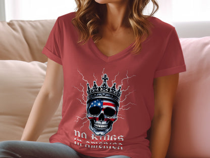 No Kings in America Skull Crown Graphic T-Shirt