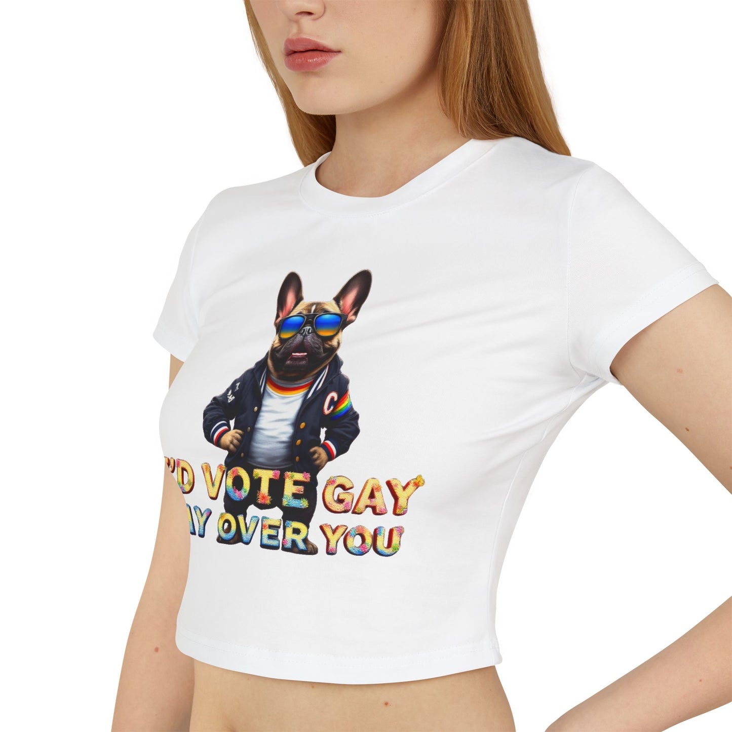Funny LGBTQ+ Women's Baby Tee - 'I’d Vote Gay Over You'