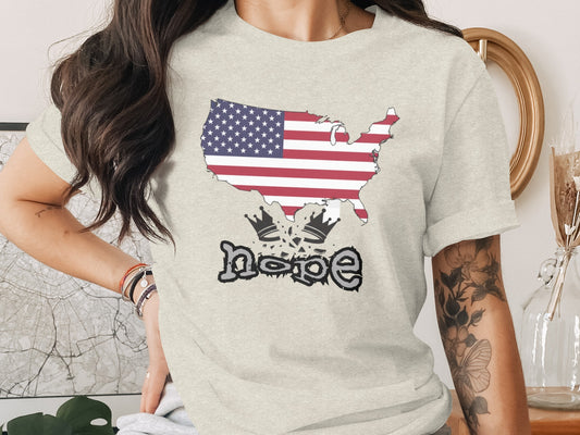 USA Flag Map with Hope Graphic T-shirt product type