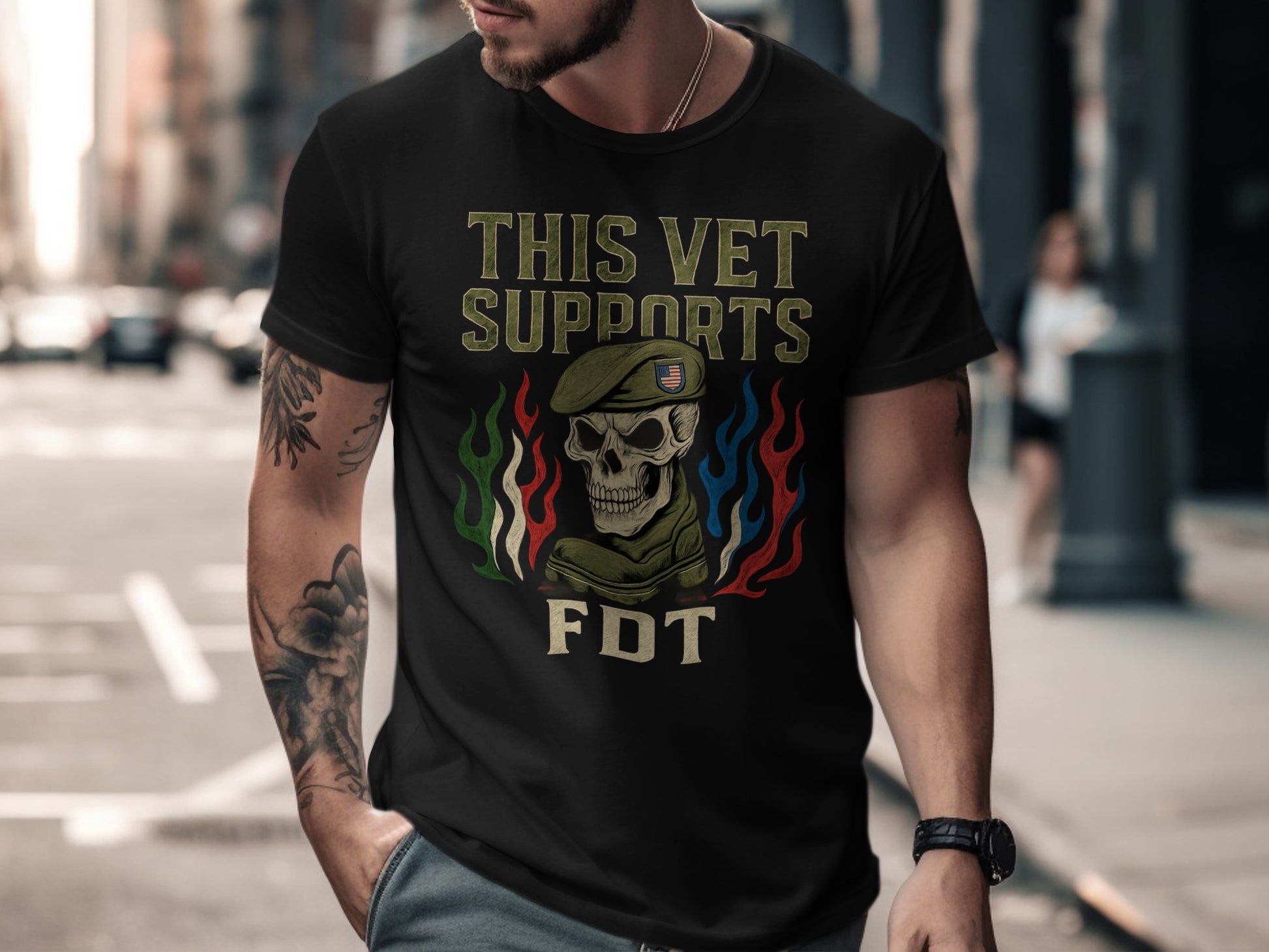 This Vet Supports FDT Skull T-Shirt product type