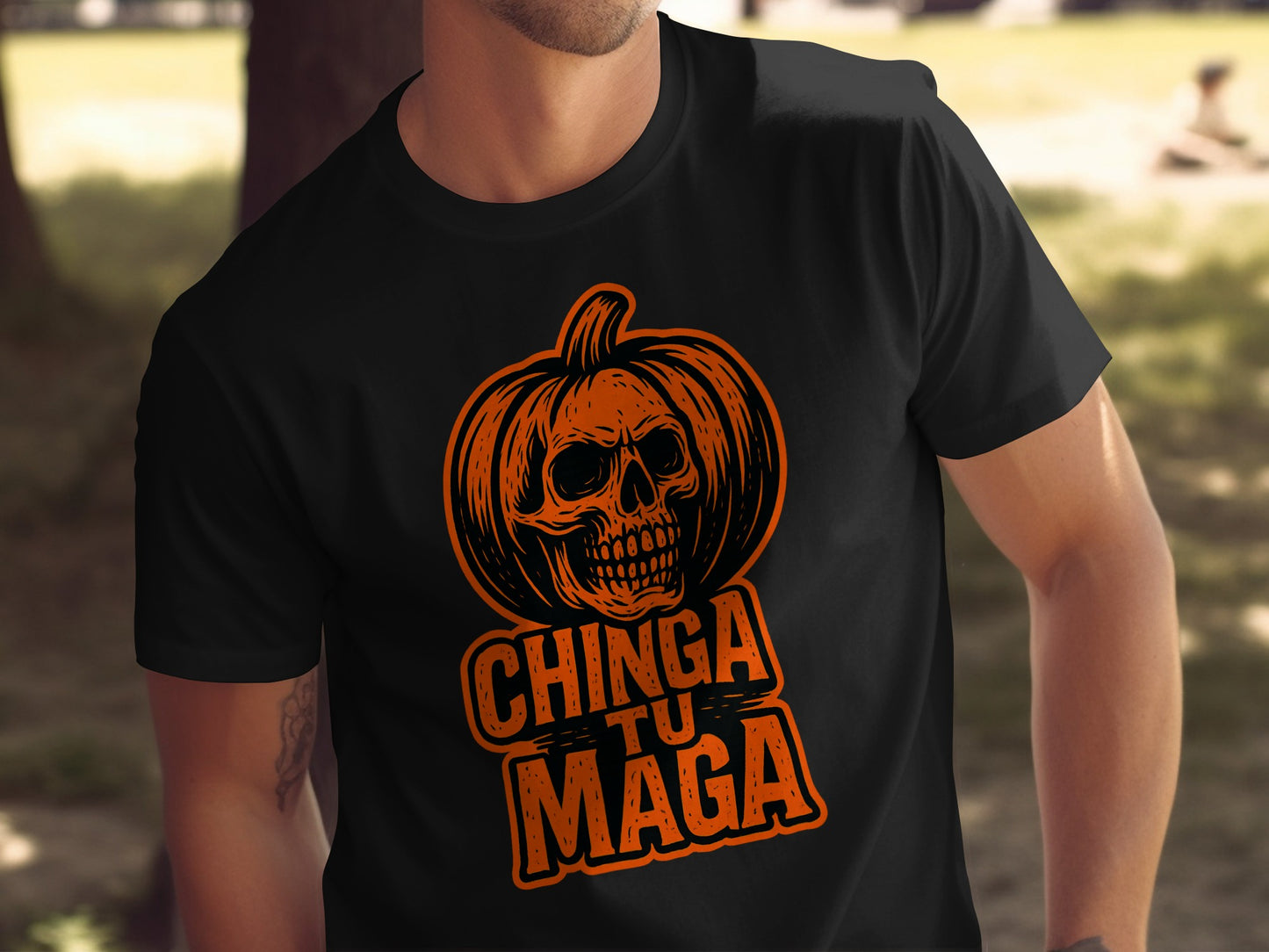 Chinga Tu Maga Skull Halloween Graphic T-shirt product type