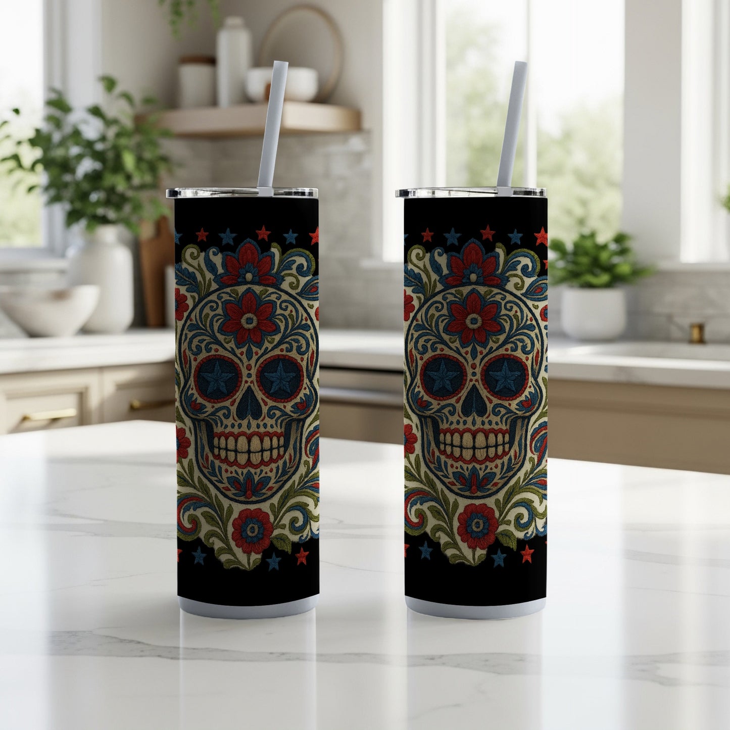 Sugar Skull Design Stainless Steel Tumbler product