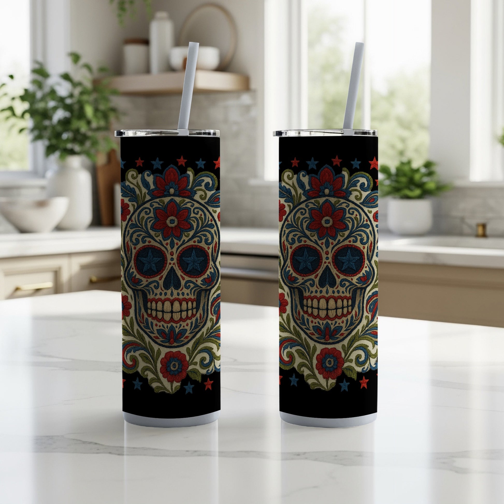 Sugar Skull Design Stainless Steel Tumbler product