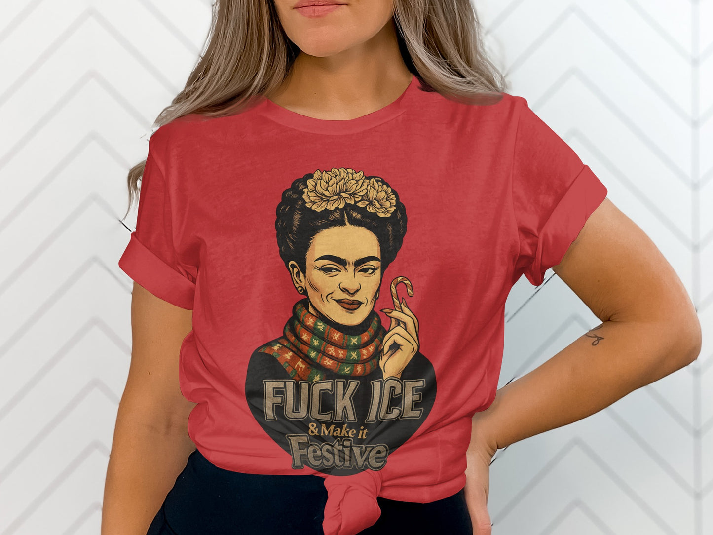 Festive Frida Ice Holiday Graphic T-shirt