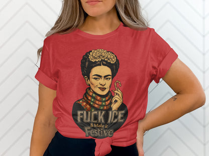 Festive Frida Ice Holiday Graphic T-shirt