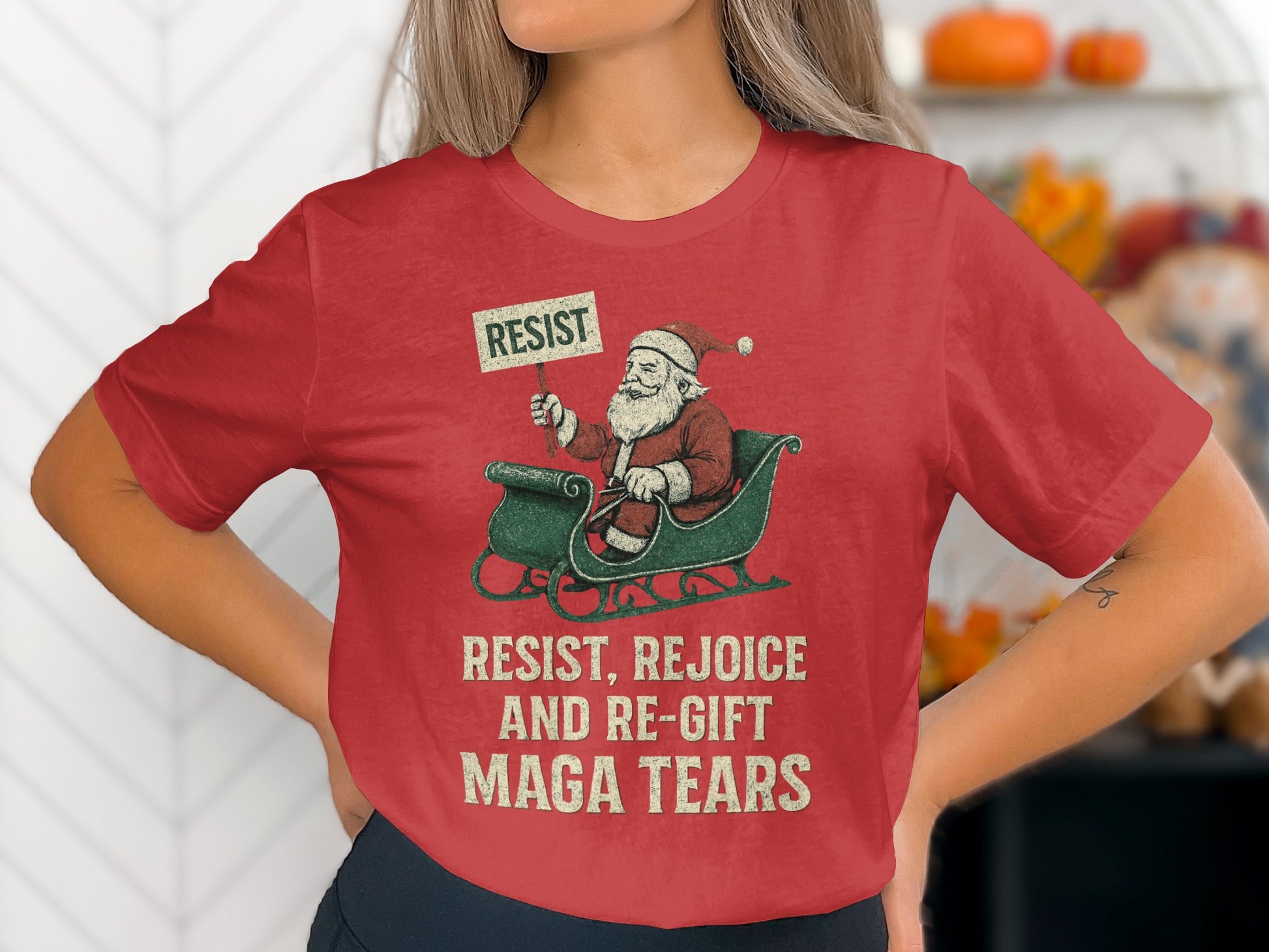 Santa Claus Resist Rejoice Re-Gift Maga Tears Shirt