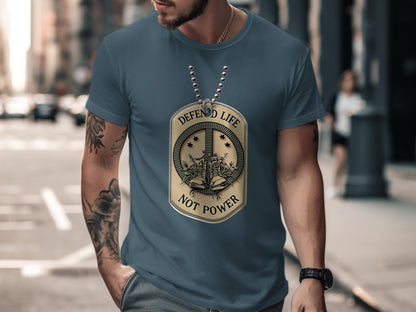 Defend Life Not Power Graphic T-Shirt for Men