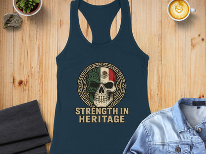 Strength in Heritage Skull Design Tank Top