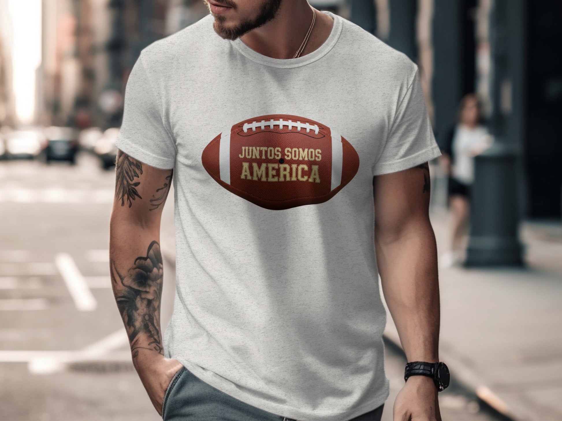 Juntos Somos America Football Graphic T-Shirt