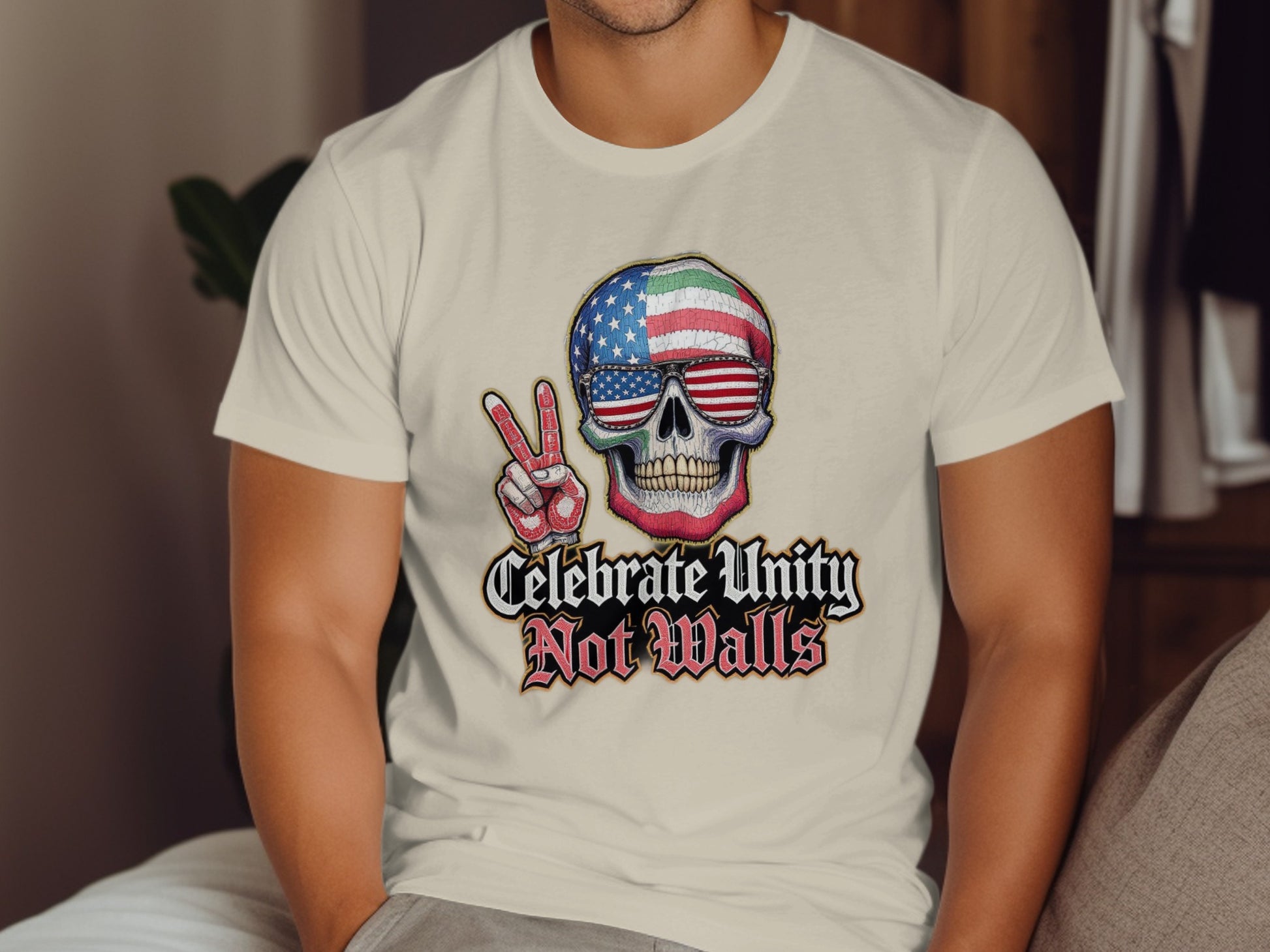 Celebrate Unity Not Walls Skull Graphic T-shirt product
