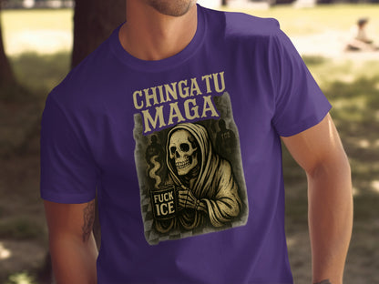 Chingatu MAGA Grim Reaper Fuck ICE Graphic Tshirt