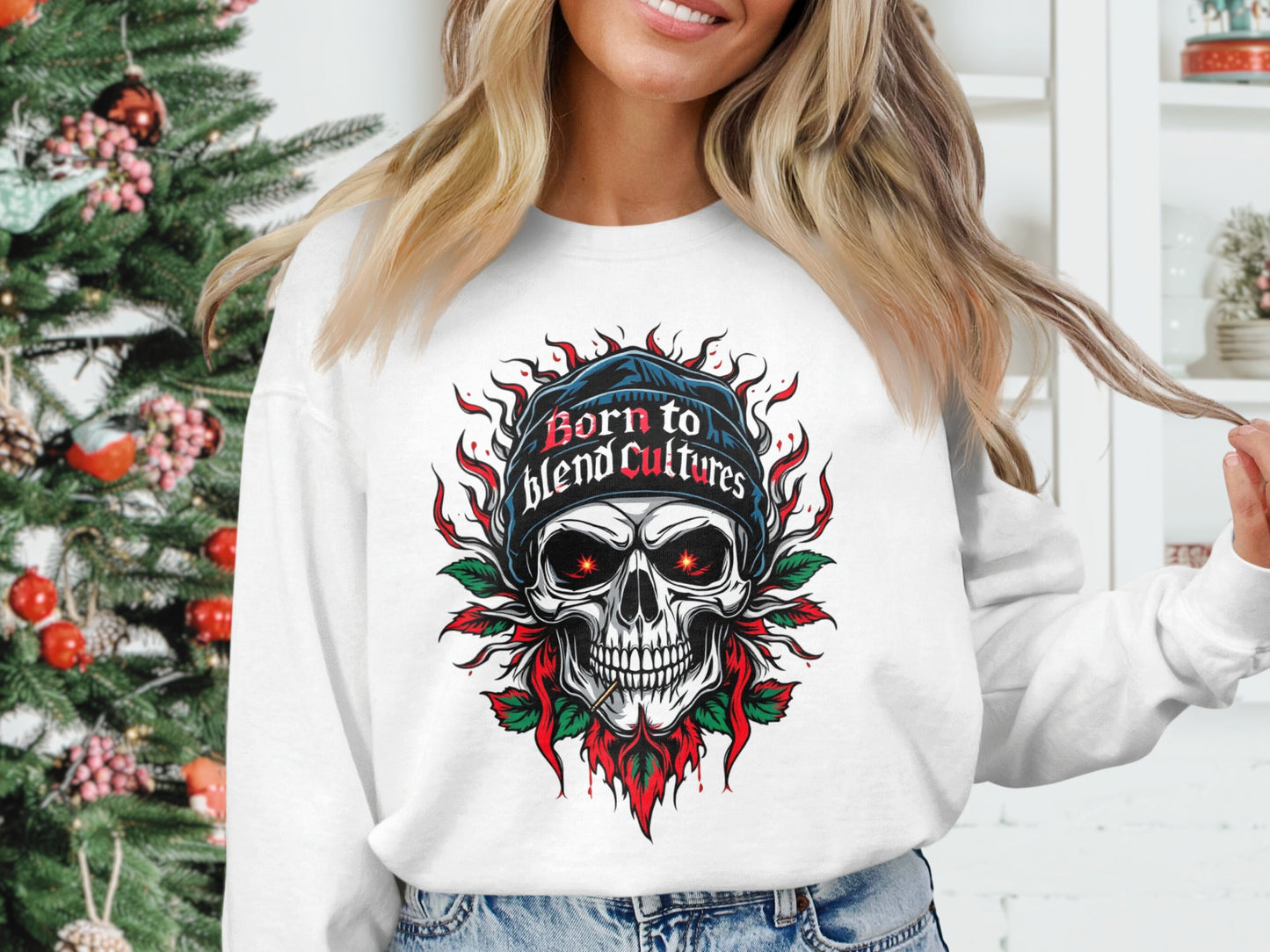 Born to Blend Cultures Skull Graphic Sweatshirt product type