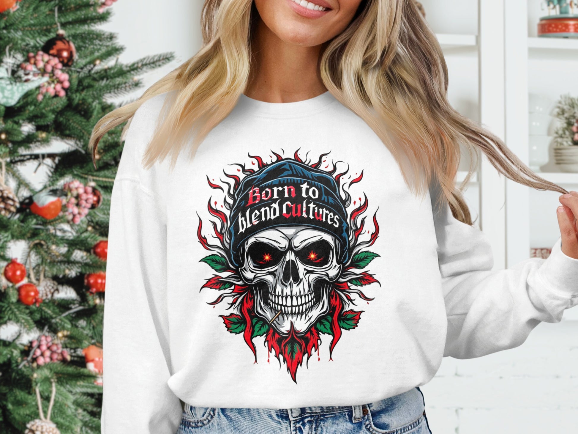 Born to Blend Cultures Skull Graphic Sweatshirt product type
