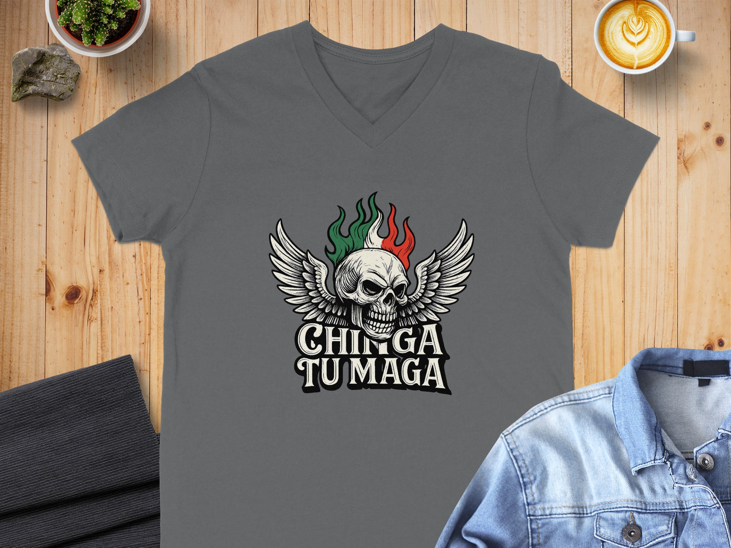 Chinga Tu Maga Skull with Wings Graphic Tee product type