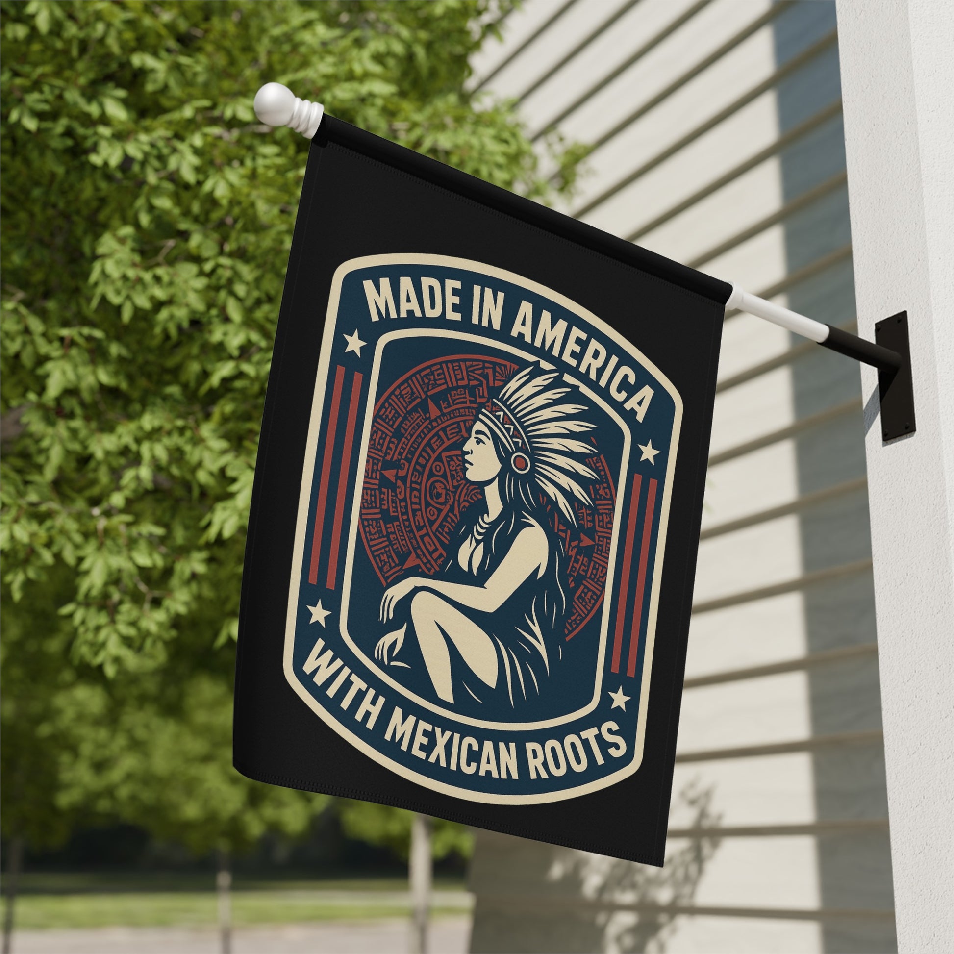 Made in America With Mexican Roots Banner Flag