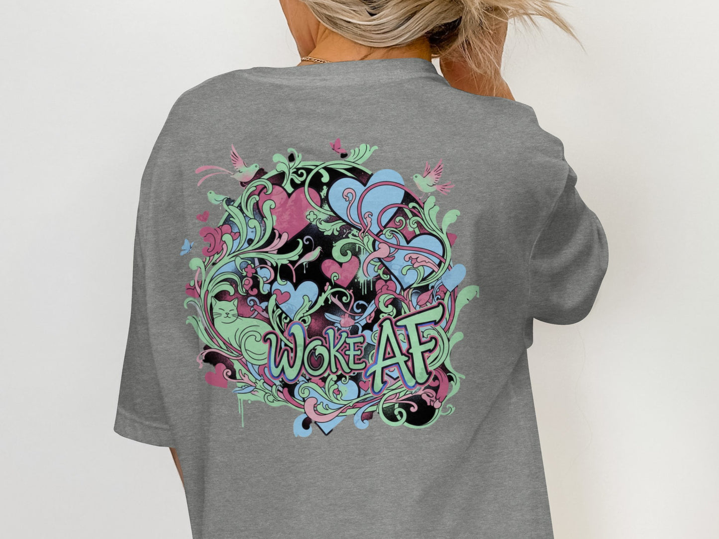 Woke AF Artistic Graphic Design Print Casual Apparel