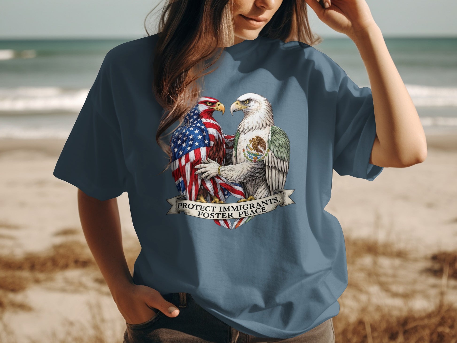 Protect Immigrants Foster Peace Graphic T-shirt Product
