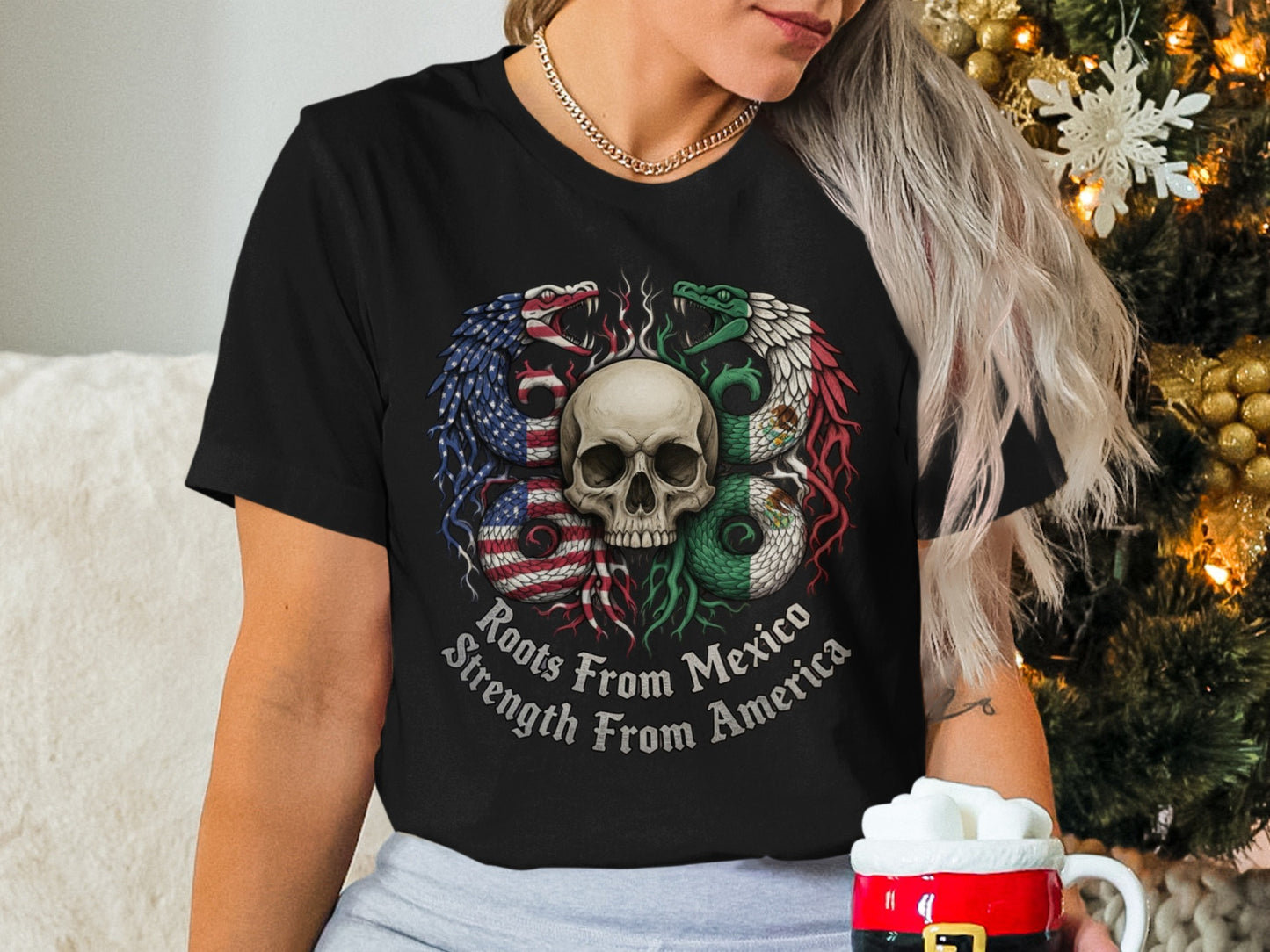Roots From Mexico Strength From America T-Shirt