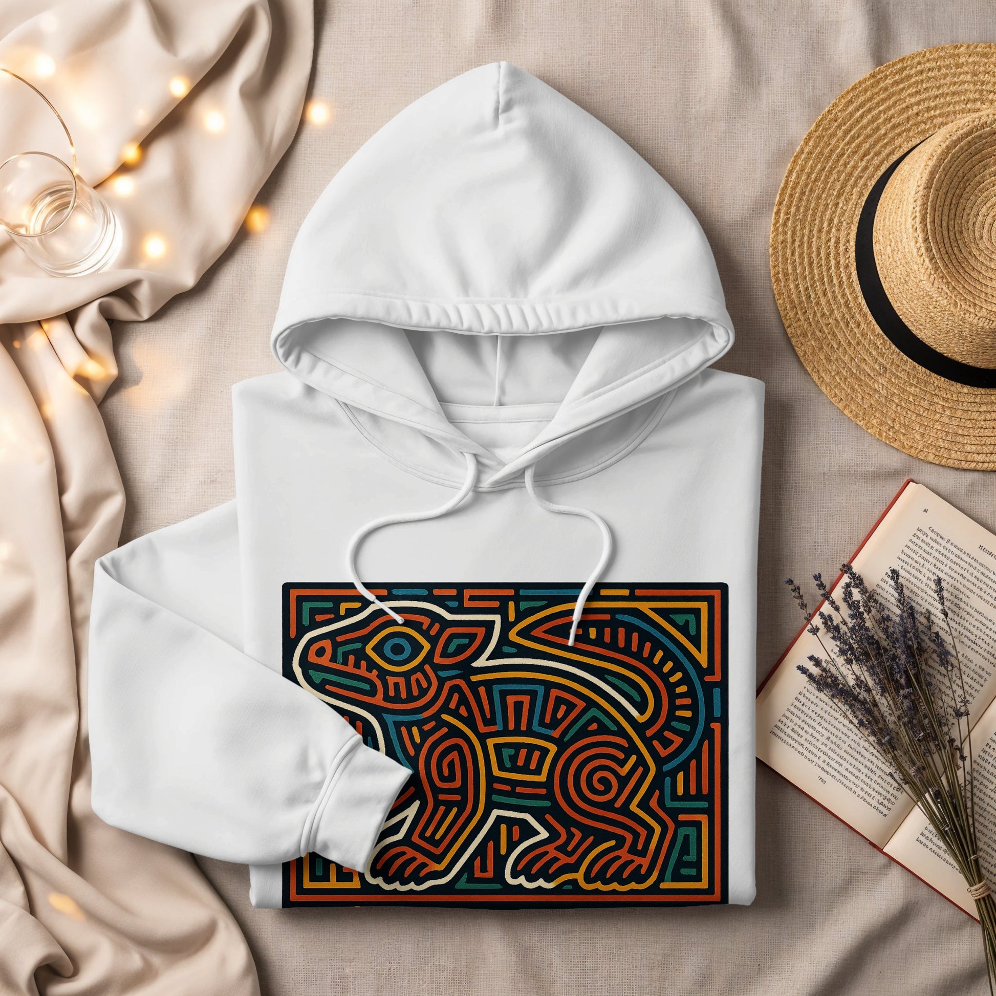 Geometric Animal Design White Hoodie product