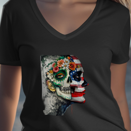 American Flag Sugar Skull Art Graphic T-shirt product type