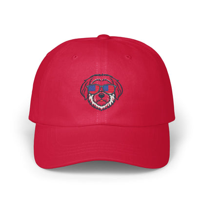 Red Baseball Cap with Cool Dog Embroidery product