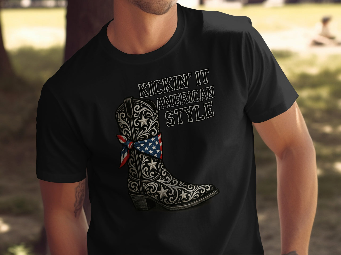 Kickin' It American Style Cowboy Boot Print T-Shirt product