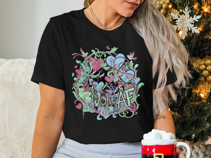 Woke AF Colorful Artistic Design Graphic Tee