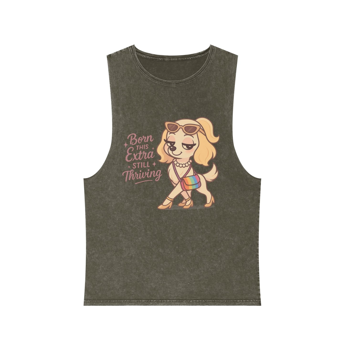 Trendy Stonewash Tank Top with Fun Dog Design, Casual Summer Style, Gifts for Dog Lovers, Birthday Wear, Beachwear, Everyday Essentials