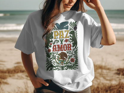 Paz y Amor Beach Design T-Shirt product type