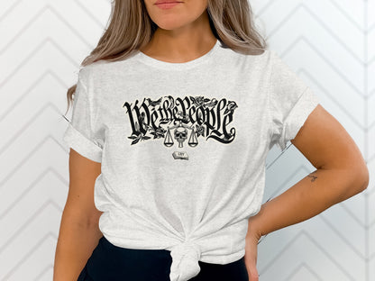 White Graphic Tee with 'We the People' Design Product