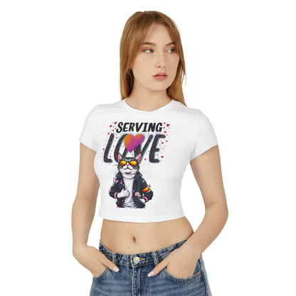 Serving Love Cat Graphic Baby Tee for Women