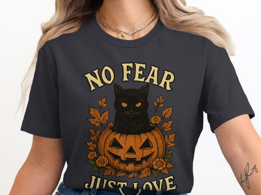 Halloween Cat No Fear Just Love T-shirt product