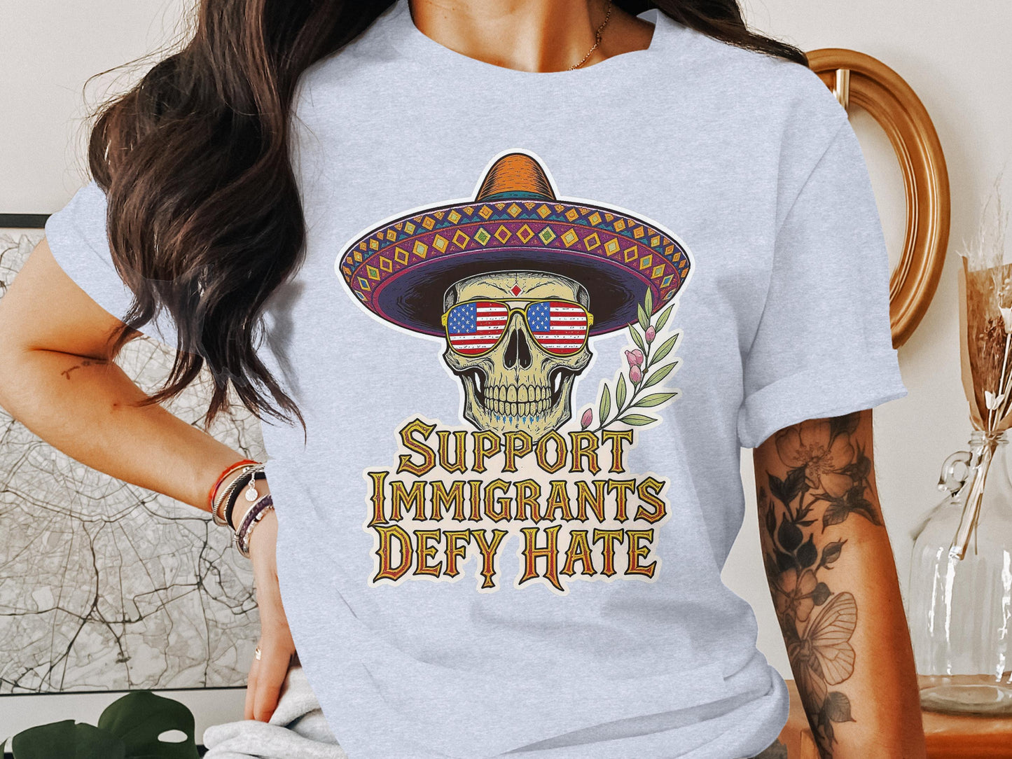 Support Immigrants Defy Hate Graphic T-Shirt product