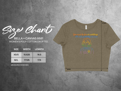Women Bella Canvas Crop Tee Size Chart product