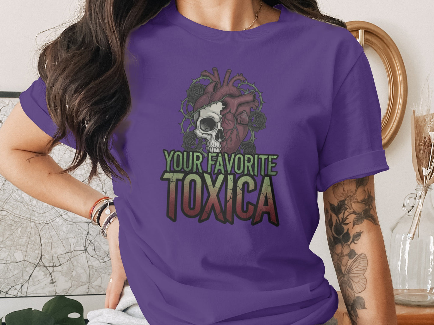 Your Favorite Toxica Skull and Heart Design Shirt