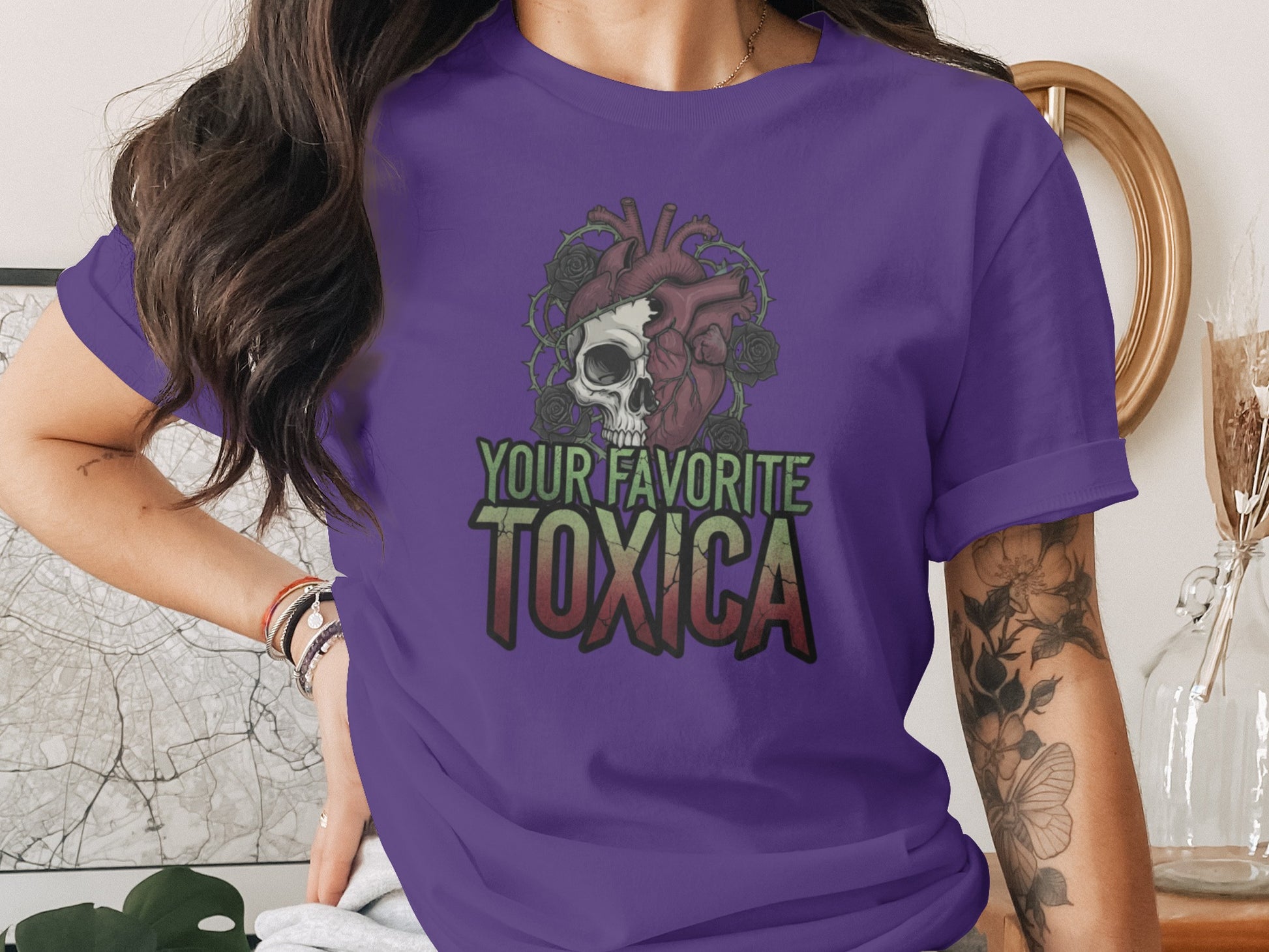 Your Favorite Toxica Skull and Heart Design Shirt