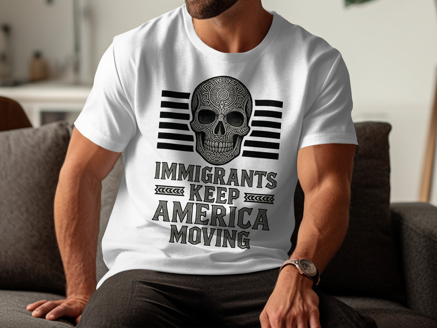 Immigrants Keep America Moving Printed T-shirt