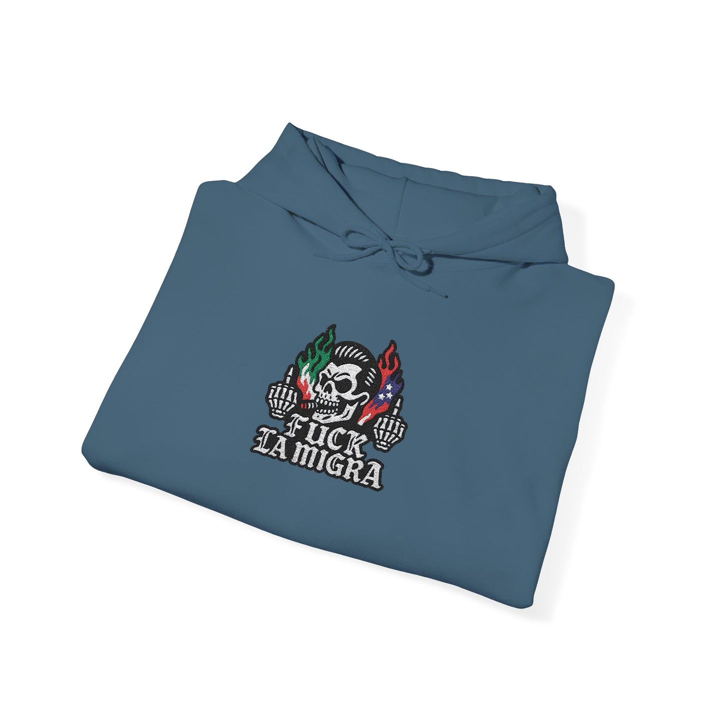 Fuck La Migra Embroidery Hoodie Anto Trump Hoodie Unisex Heavy Blend™ Hooded Sweatshirt