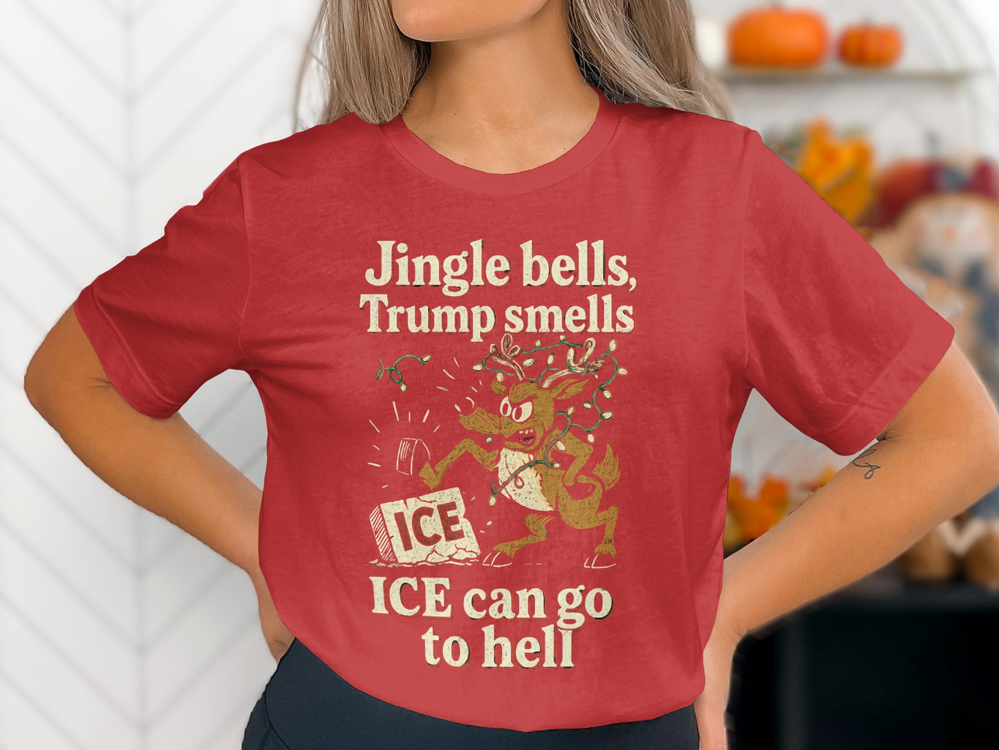 Jingle Bells Trump Smells ICE Can Go To Hell Shirt